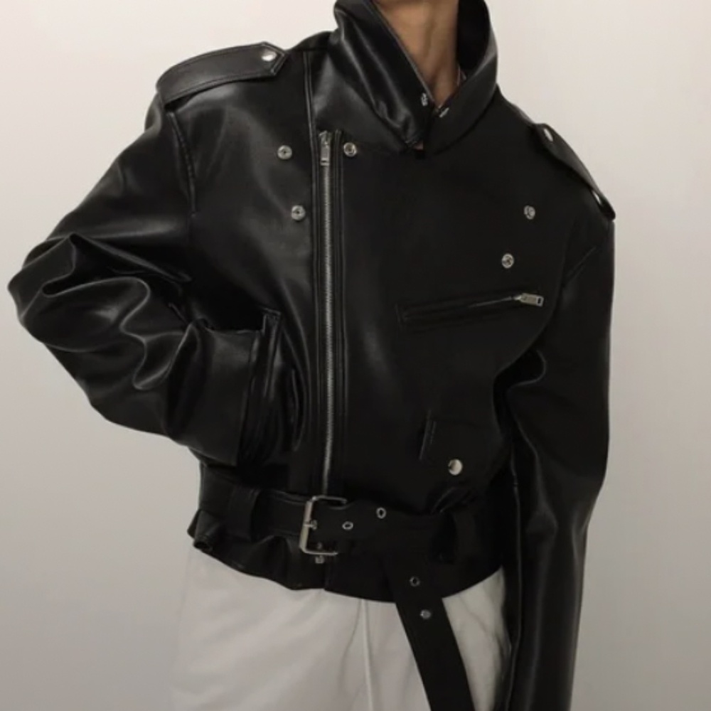 Storets Emma Pleather Rider Jacket Size S/M, Black